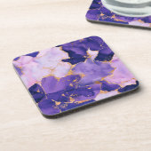 droomlavendealcoholinkt en goud bier onderzetter (Linkerzijde)