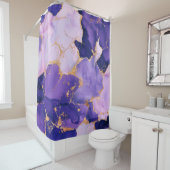 droomlavendealcoholinkt en goud douchegordijn (In situ)