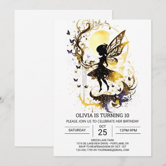 Droomlike Fairy Garden Verjaardag Elegance Kaart (Voorkant / Achterkant)