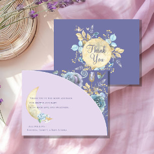Droommaan Lavendel Paarse Baby Shower Bedankkaart