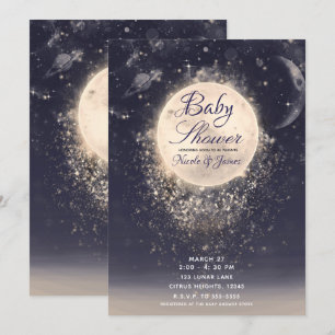Droommaan Magie Kosmische Glitters Baby Shower Kaart