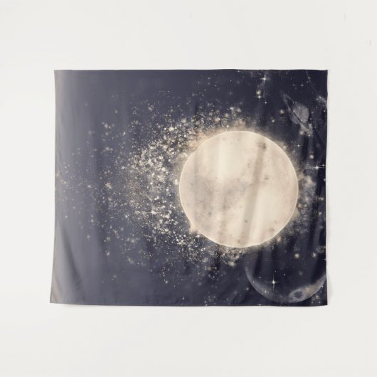 Droommaan Magie Kosmische Glitters Wandkleed (Voorkant (horizontaal))