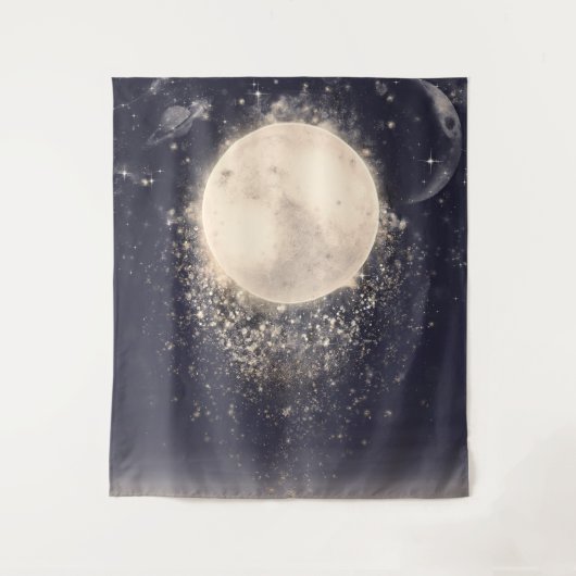 Droommaan Magie Kosmische Glitters Wandkleed (Voorkant)