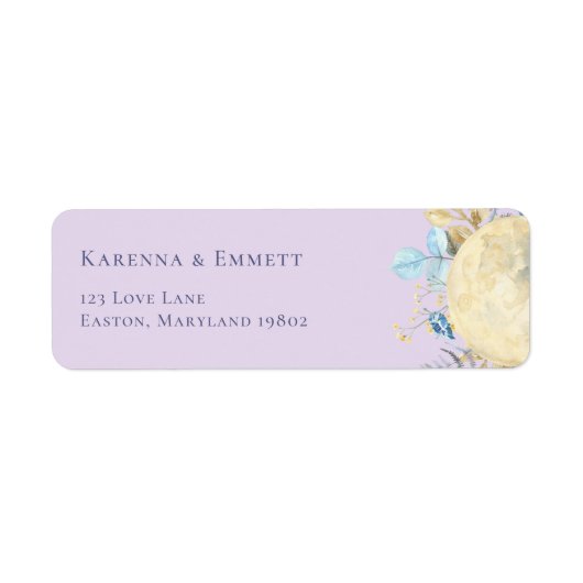 Droommaan Paarse Baby Shower Retouradres Etiket (Voorkant)