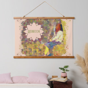 Droommeisje aan de muur Abstract Kleurrijke Geomet Hangend Wandkleed