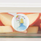 Droommeisje met gigantische bloem "Dream Big" Labels (Aangebracht)