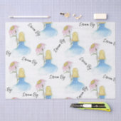 Droommeisje met gigantische bloem "Dream Big" Tissuepapier (Craft)