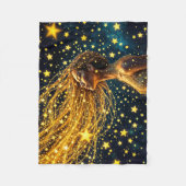 Droommeisje omringd door stralende heldere sterren fleece deken (Voorkant)