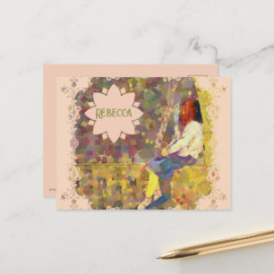 Droommeisje op muur Abstract Kleurrijke Geometrie Briefkaart