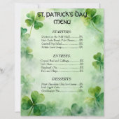 Droommenu met klaver voor St. Patrick's Day (Voorkant)