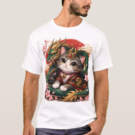 Droomontwerp Aziatische Draak Kat Fantasie T-shirt