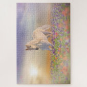 Droompaard loopt door bloemen legpuzzel (Verticaal)