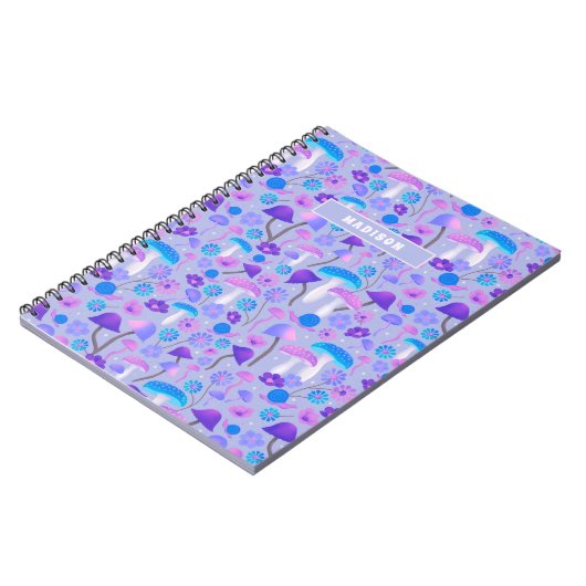 Droompaddenstoelen Bloemen slakken Paarse Turquois Notitieboek (Linkerzijde)