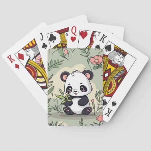 Droompanda op bloemen pokerkaarten (Achterkant)