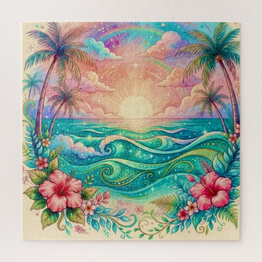 Droomparadijs met hibiscus-puzzel legpuzzel (Verticaal)