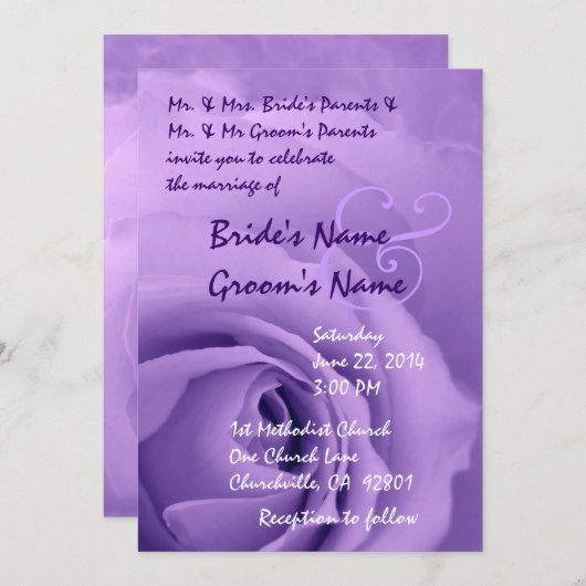 Droompasta Paars Roos Weddenschap Metallic Kaart (Voorkant / Achterkant)