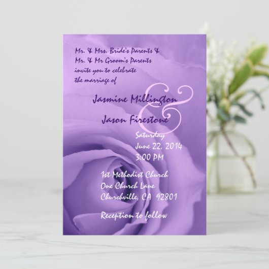 droompasta Paars Roos Wedding V2 Kaart (Staand voorkant)