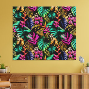 Droompatroon met naadloos oppervlak voor Monkey Ju Canvas Afdruk