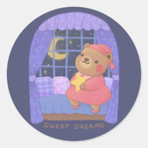 Droompjes: Illustratie van een teddybeer Ronde Sticker