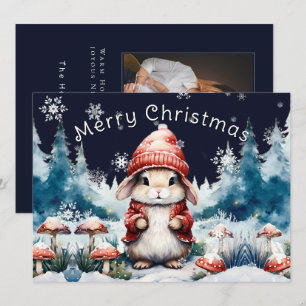 Droompjes Kerstmis Konijn Vakantie Fotokaart Feestdagenkaart