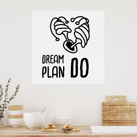 Droomplan DO Paddenstoel lineart Poster (Keuken)