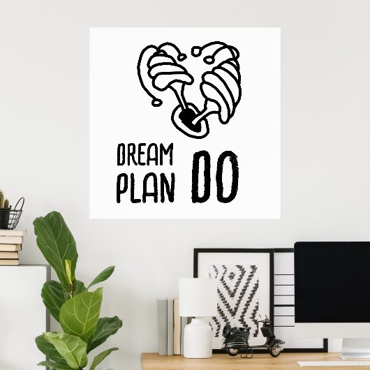 Droomplan DO Paddenstoel lineart Poster (Thuiskantoor)