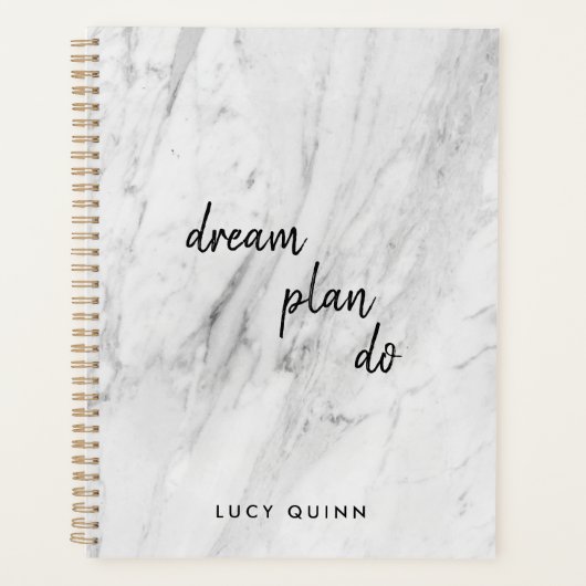 Droomplan Do | Wit Marmer Modern Stijlvol Script Planner (Voorkant)