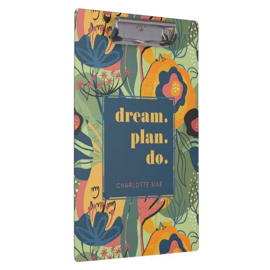 Droomplan Doe Motivatie Abstracte Bloemen Klembord (Rechts)