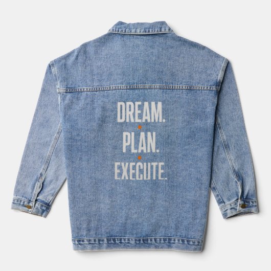 Droomplan Uitvoeren Motiverende Typografie Dames Denim Jacket (Achterkant)