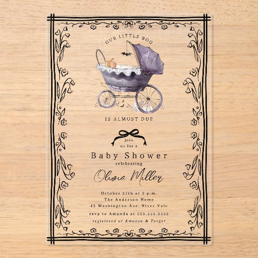 Droompram Baby Shower Uitnodiging (Voorkant)