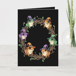 Droomrand krans versierd met heksachtige padden feestdagen kaart