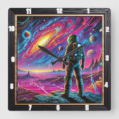 Droomreis door de ruimte vierkante klok (Voorkant)