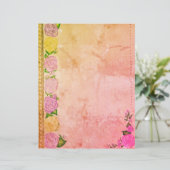 Droomroos Briefpapier (Roze/Paars) (Staand voorkant)