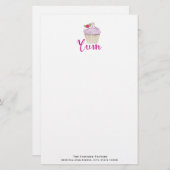 Droomroze Cupcake met Raspberry Yum! Briefpapier (Voorkant / Achterkant)