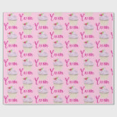 Droomroze Cupcake met Raspberry Yum! Cadeaupapier (Vlak)