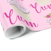Droomroze Cupcake met Raspberry Yum! Cadeaupapier (Rol Hoek)