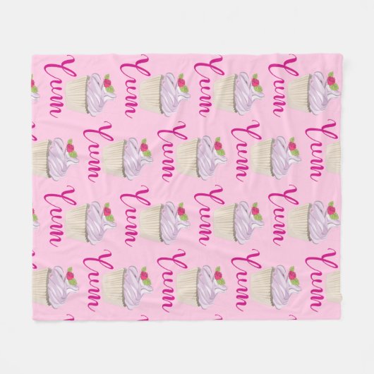 Droomroze Cupcake met Raspberry Yum! Fleece Deken (Voorkant (Horizontaal))