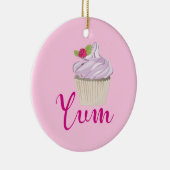 Droomroze Cupcake met Raspberry Yum! Keramisch Ornament (Rechts)