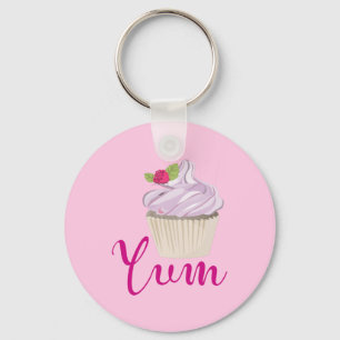 Droomroze Cupcake met Raspberry Yum! Sleutelhanger
