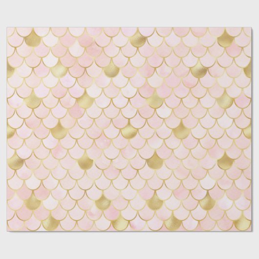 Droomroze en gouden zeemeerminnen cadeaupapier (Vlak)