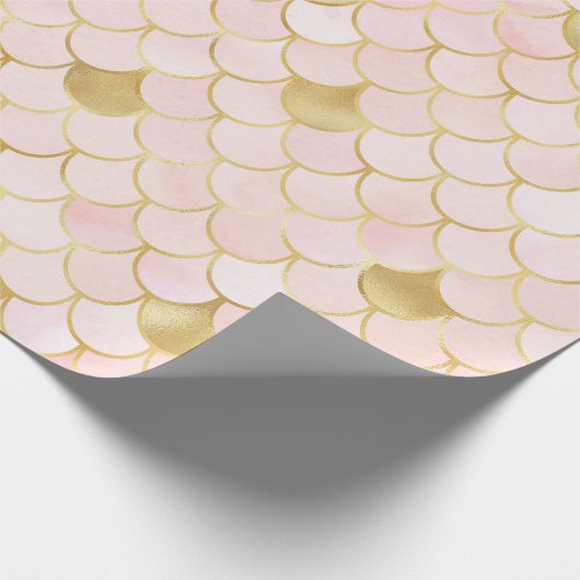 Droomroze en gouden zeemeerminnen cadeaupapier (Hoek)