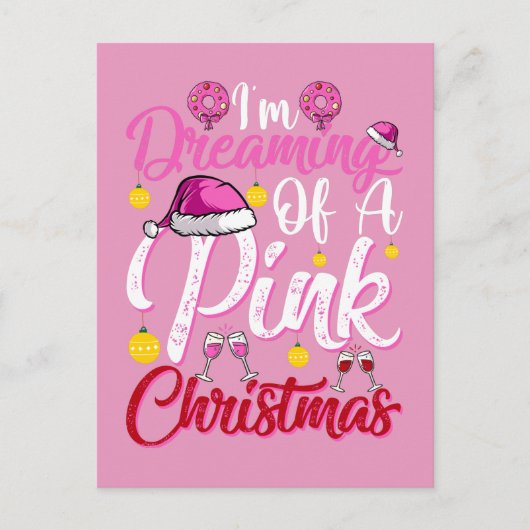 droomroze kerstwijn feestdag feestdagenkaart (Voorkant)