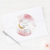 Droomroze over het Baby shower van het Moon Girl Ronde Sticker (Envelop)