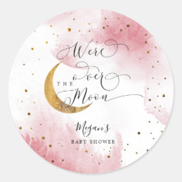 Droomroze over het Baby shower van het Moon Girl Ronde Sticker