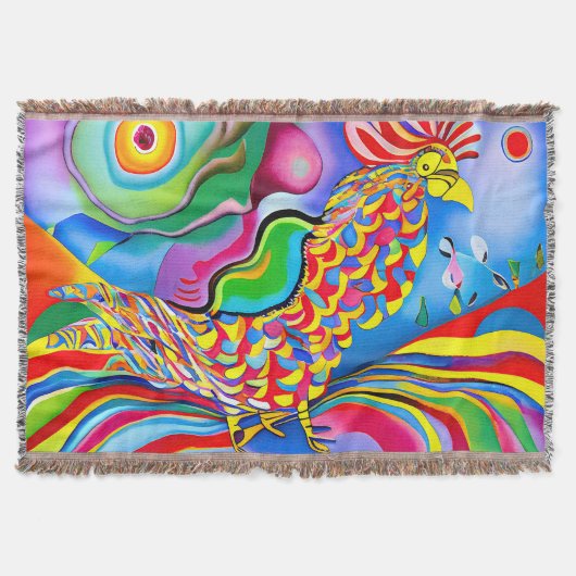 "Droomscape Bird". Een surrealistische abstracte h Deken (Voorkant)