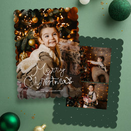 Droomschrift Prettig kerstfeest drie foto groen Feestdagenkaart