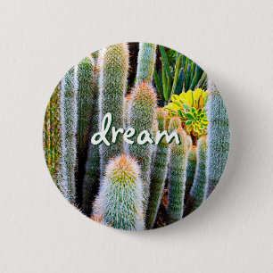 Droomscript Fuzzy Green Cactussen Succulent Foto Ronde Button 5,7 Cm