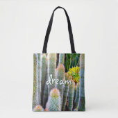 Droomscript Fuzzy Green Cactussen Succulent Foto Tote Bag (Voorkant)