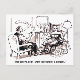 Droomster, relatie tussen man en vrouw, Humor, Briefkaart
