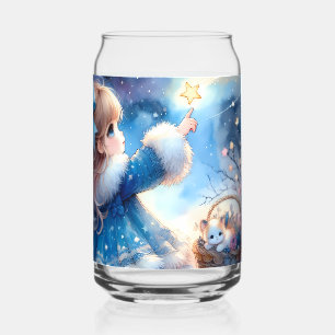 Droomsterig Meisje dat naar Sterren Staart Waterve Blikvorm Glas